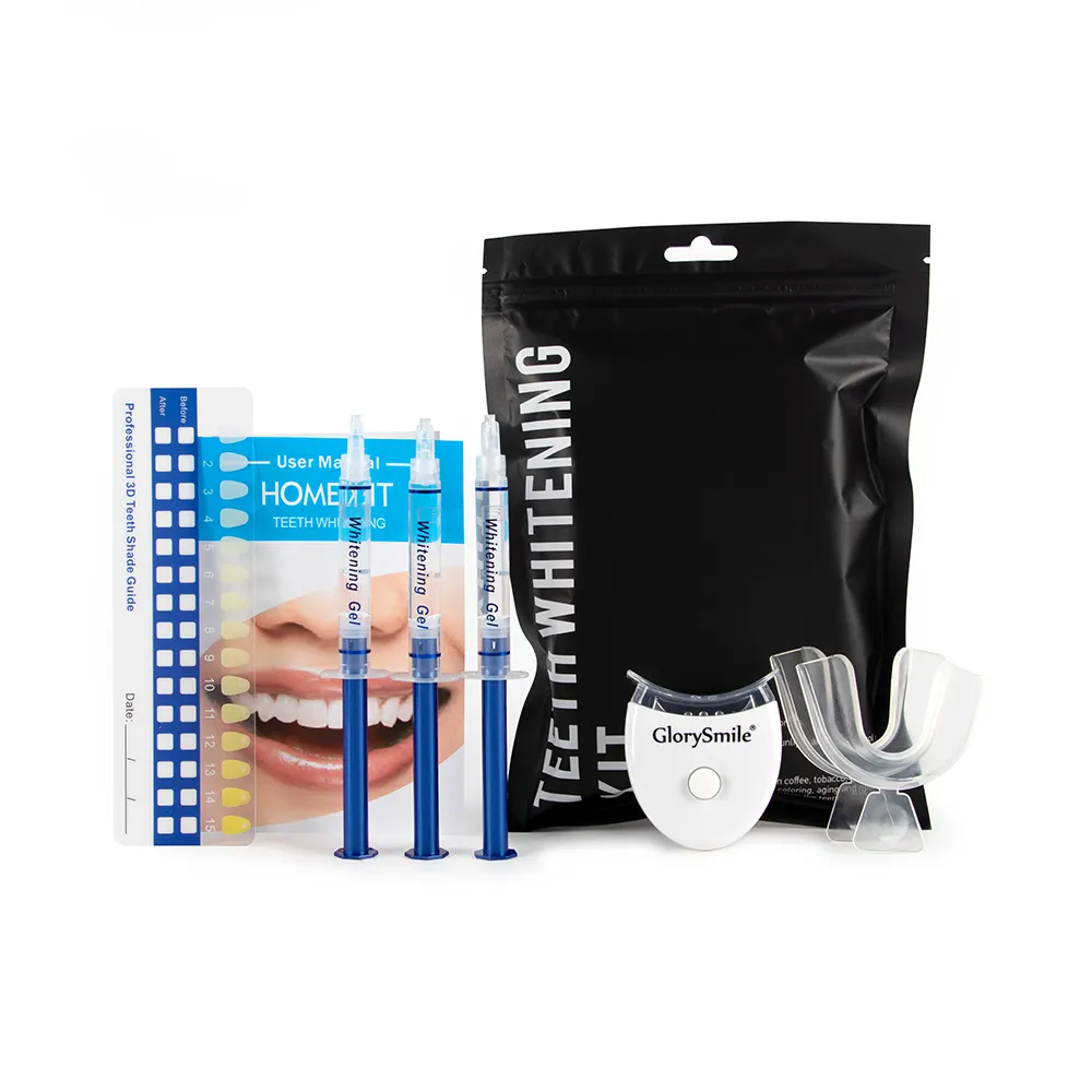 GlorySmile nuovo strumento sbiancante al perossido dentale portatile luce blu Kit Gel sbiancante per denti al 44% di perossido