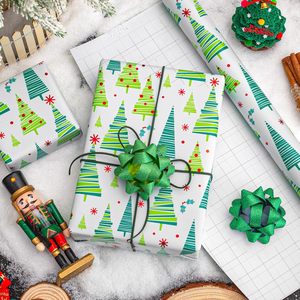 Yarcony Christmas <b>Wrapping</b> <b>Paper</b> Roll 17Inch X 33Feet Modern Green Tree Design Recyclable Gift Craft Use - Product Image 4