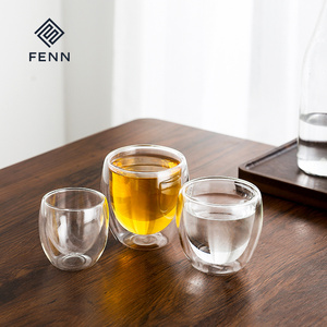 FENN Tazza da Tè in Vetro Borosilicato <span class=keywords><strong>a</strong></span> <span class=keywords><strong>Doppia</strong></span> <span class=keywords><strong>Parete</strong></span>, Design Unico, Tazze Trasparenti per <span class=keywords><strong>Espresso</strong></span>, Idea Regalo - Product Image 3