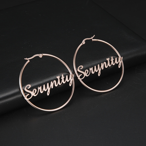 <span class=keywords><strong>Orecchini</strong></span> a Cerchio Grandi Personalizzati in <span class=keywords><strong>Acciaio</strong></span> Inossidabile con Nome per Donne e Ragazze - Product Image 3