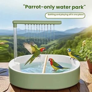 Bain automatique pour <span class=keywords><strong>oiseaux</strong></span> Parrot, douche de pluie pour cage, pompe silencieuse à débit réglable, bain profond/peu profond avec perchoir pour petits <span class=keywords><strong>oiseaux</strong></span> - Product Image 1