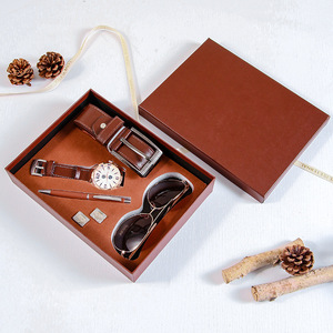 Business <b>Gift</b> Set Watch Belt Sunglasses Pen Cufflinks Leather Exquisite Father's Day <b>Gifts</b> - Product Image 2