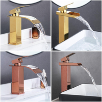 Robinet de lavabo cascade de luxe personnalisé en acier inoxydable, eau froide et chaude, avec cartouche céramique, pour salle de bain