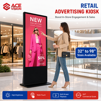 Layar Periklanan Digital Vertikal ACEVISION 43 55 Inci Layar LCD HD untuk Jendela Toko Pakaian
