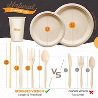 Ensemble de vaisselle jetable écologique et biodégradable JIAHUI, vaisselle compostable comprenant des assiettes et des gobelets pour le service des aliments