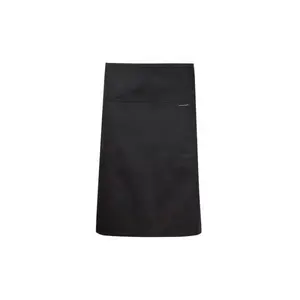 China Supplier 190gsm 80% Poly 20% Cotton Aprons Customized Chef Uniform Black Color Kitchen Apron For Men