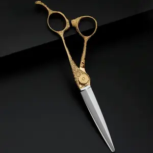 Japanese VG10 Cobalt Steel Barber Shears Professional Hair Cutting Scissors With Stainless Steel Straight Blade Type