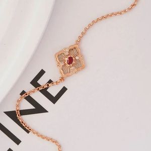 Xinfly 18K Gold <b>Bracelet</b> Italian Leaf Clover Charm Women's Party Gift Featuring Diamond <b>Ruby</b> Sapphire Pearl - Product Image 5