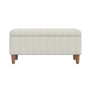 Accent Storage Bench Modern Adjustable Cream Chevron Woven Fabric 36 Inch Bedroom & Living Room - Product Image 3