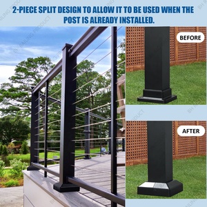 Cubierta de base de poste dividido de aluminio negro de 3 pulgadas, herrajes de valla populares con brida de placa de marco de Metal para enrejado de esgrima y puertas - Product Image 6