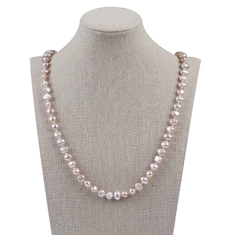 Moda fina Popular Simple color natural Real agua dulce collar de perlas barrocas conjuntos de joyas