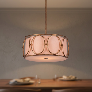 Lampe suspendue ronde décorative en métal en laiton AK en laiton fini antique grande pièce pour la décoration intérieure d'hôtel - Product Image 2