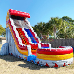 Commercial grade backyard party bounce house inflatable fire wave water <b>slide</b> with <b>pool</b> for kids - Product Image 1