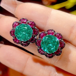 New Arrival Eco-friendly Copper Black Gold Plated 16-10MM Green Zircon Necklace <b>Earrings</b> Ring Jewelry <b>Sets</b> for Statement - Product Image 4