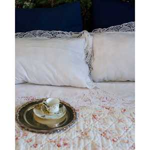 Pietrochianese Double Bed <b>Fitted</b> & <b>Flat</b> <b>Sheets</b> with Elegant Bobbin Lace Comfortable Linen Material - Product Image 5