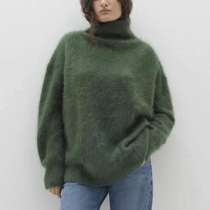 Pull en cachemire brossé 100% pur italien, luxe discret, tricoté sur mesure, col roulé, <span class=keywords><strong>laine</strong></span> et cachemire, pour femmes - Product Image 1