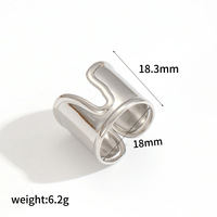 Bague Unisexe Gaovo Personnalisée en Acier Inoxydable Plaqué Or 18 carats, Style Rétro Européen et Américain, Forme Géométrique Irrégulière en U