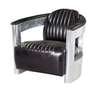 Fauteuil de salon d'hôtel personnalisé en aluminium et cuir marron, design contemporain pour appartement, chambre et restaurant