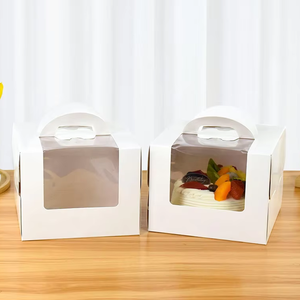 Grande boîte à gâteaux carrée portable avec fenêtre Fournitures de boulangerie Emballage Stratification brillante pour les aliments de qualité supérieure - Product Image 2