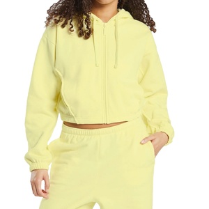 Conjunto Deportivo Informal de Algodón Personalizable con Logotipo, Sudadera con Capucha y Pantalones Largos de Cintura Alta con Ombligo Expuesto, Manga Larga, Oferta OEM para Mujer - Product Image 1