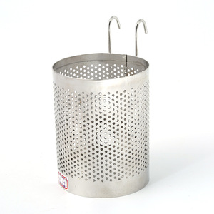 Stainless Steel Perforated Chopstick Holder <b>Set</b> With Tray Round Multipurpose Hanging Draining Rack LF-9013 - Product Image 3