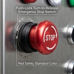 Botón de Parada de Emergencia, Cabeza de Hongo Roja, 22 mm, Contacto 1NC NC, Interruptor de Botón de Seguridad IP65 para Control de Automatización Industrial - Product Image 3
