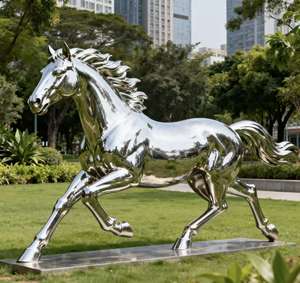 Sıcak Fırsat Gerçek Boyutta Modern Sanat At Heykeli Paslanmaz Çelik Cilalı Heykel Özel Renk Şekil Kamu Alanları Tema Parkları İçin - Product Image 1