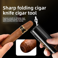 Pemantik Api Butana Premium JH, Pemantik Rokok Vintage Mewah 2 Jet Flame dengan Tempat Cerutu dan Pemotong Cerutu, Dapat Diisi Ulang untuk Merokok Cerutu