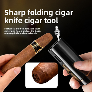 Briquet à butane de luxe JH Premium, briquet vintage de luxe à 3 jets de <span class=keywords><strong>flamme</strong></span> avec porte-cigare et perforateur - Product Image 2