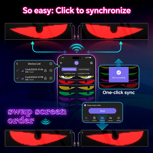 مجموعة عين الشيطان 2 ، عيون ليد متزامنة مثالية عرض الزجاج الأمامي للسيارات ، سيارات الدفع الرباعي والشاحنات ، مصفوفة USB قابلة للبرمجة ، تحكم بالتطبيق - Product Image 2