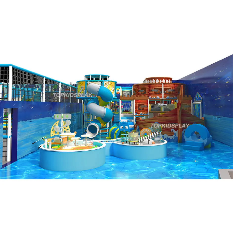 Thème de bateau pirate aire de jeux intérieure pour enfants aire de jeu douce vilain labyrinthe attrayant équipement de terrain de jeu intérieur pour enfants