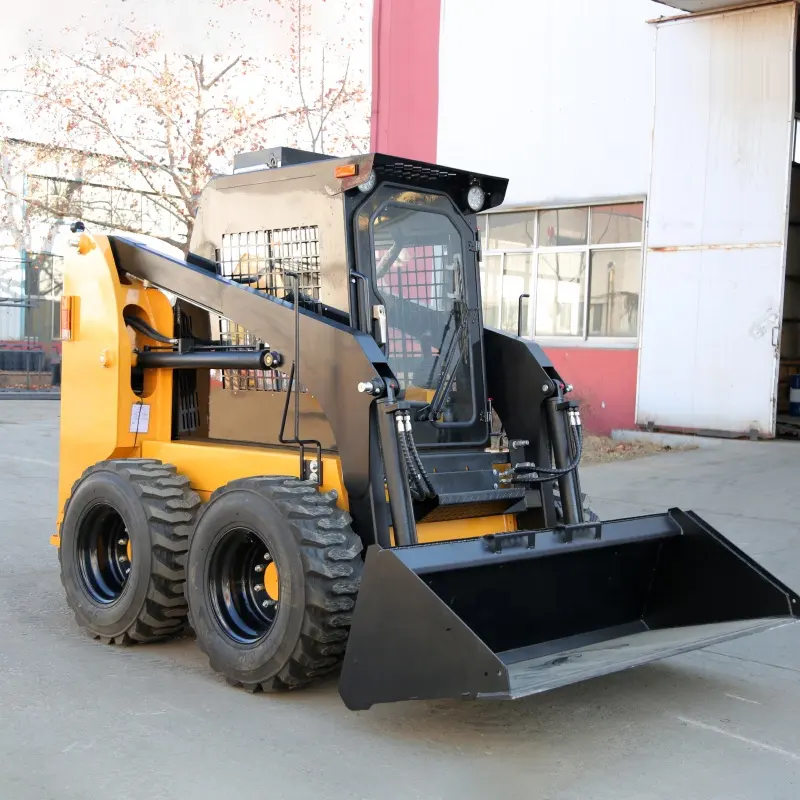 Mini Skid Steer Loader dengan 4 In 1 Bucket Track Mini Dumper Track Skid Steer Loader