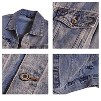 Veste en jean pour homme, style rétro bleu délavé, fabrication OEM/ODM, logo personnalisable, prix de gros, style vintage