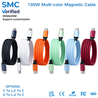 Kabel Magnetik Multi-Warna Pengisian Cepat 60W/100W Tipe C/L/USB-A Anti Kusut, Kabel Data Terjalin Otomatis untuk Laptop dan Ponsel