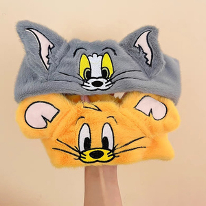 Linda Diadema Elástica de Franela de Terciopelo con Diseño de Gato y Ratón de Dibujos Animados, 26*18 cm, para Lavar la Cara, Maquillaje, Spa, Accesorios para el Cabello de Mujer - Product Image 3