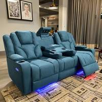 Ensemble de canapés inclinables modernes Frank Furniture avec structure en métal pliable, revêtement en cuir aérien et télécommande électrique