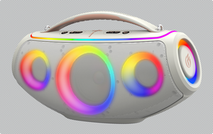Haut-parleur portable stéréo triple RGB avec anneau lumineux pour fêtes en extérieur - Product Image 3