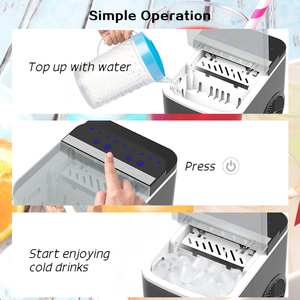 12Kg/24H Portable <b>Ice</b> Maker Self-Cleaning Countertop <b>Ice</b> <b>Machine</b> 2 Sizes <b>Ice</b> Cubes for Home Kitchen Office Bar Party In - Product Image 6