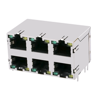 Muestra Gratuita de Conector Hembra PCB 8P8C, Conector Modular RJ45, Puerto Ethernet 2x4 Sin Magnético