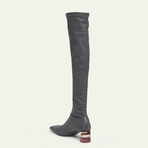 Women's Square Toe Knee High <b>Boots</b> High Mixed Hook Heels Solid Long <b>Boots</b> Skintight Custom Shoes - Product Image 4
