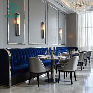 Sofá de Lujo con Estructura de Acero Inoxidable y Tapicería de Terciopelo, Silla y Mesa para Hotel, Restaurante, Cafetería, Muebles para Cafetería - Product Image 5