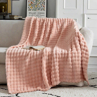 3D Flauschige Weiche Dekorative Strickdecken Einfarbige Bubble-Mikro-Mink Kunstfell-Kaninchendecke für Sofa und Bett 100% Polyester
