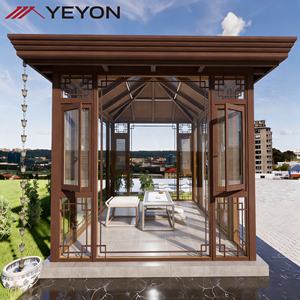 Pavillon chinois préfabriqué directement <span class=keywords><strong>de</strong></span> l'usine avec <span class=keywords><strong>toit</strong></span> polygone, <span class=keywords><strong>abri</strong></span> <span class=keywords><strong>de</strong></span> <span class=keywords><strong>jardin</strong></span> en aluminium et verre pour villa résidentielle et patio - Product Image 1