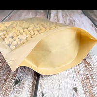 En stock – Sachet Doypack en papier kraft écologique avec fenêtre transparente latérale et fermeture éclair supérieure pour emballage alimentaire
