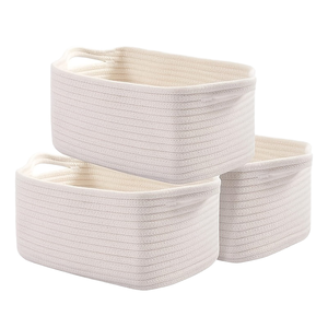 Multifunctional Modern Simplicity Eco-Friendly Rectangle Hand Woven Cotton <b>Rope</b> Storage Basket Living Room Organizer for Fruit - Product Image 1