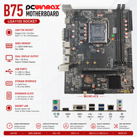 Carte mère PCWINMAX B75 LGA1155 DDR3 16 Go double canal PCIe 3.0 Micro ATX OEM en stock pour PC de bureau professionnel 2e et 3e génération
