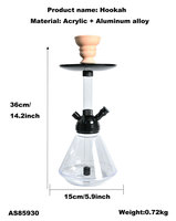 Bouteille d'eau conique en plastique, Base en verre, tuyaux simples pour fumer, Europe, acrylique, chicha, narguilé, vente en gros