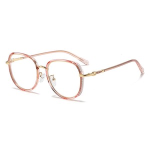 <span class=keywords><strong>Lunettes</strong></span> Rétro Européennes et Américaines Scintillantes Anti-Lumière Bleue pour Femmes, Monture Ovale Large Amincissante, Verres PC pour un Look Naturel - Product Image 1