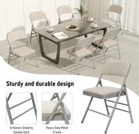 Chaises de salle à manger pliantes empilables rembourrées avec coussin en tissu, pour intérieur/extérieur, cadre en acier portable, pour la maison, le bureau et les événements