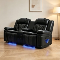 Canapé inclinable électrique en cuir de luxe Frank Factory Direct avec éclairage LED et porte-gobelets pour home cinéma